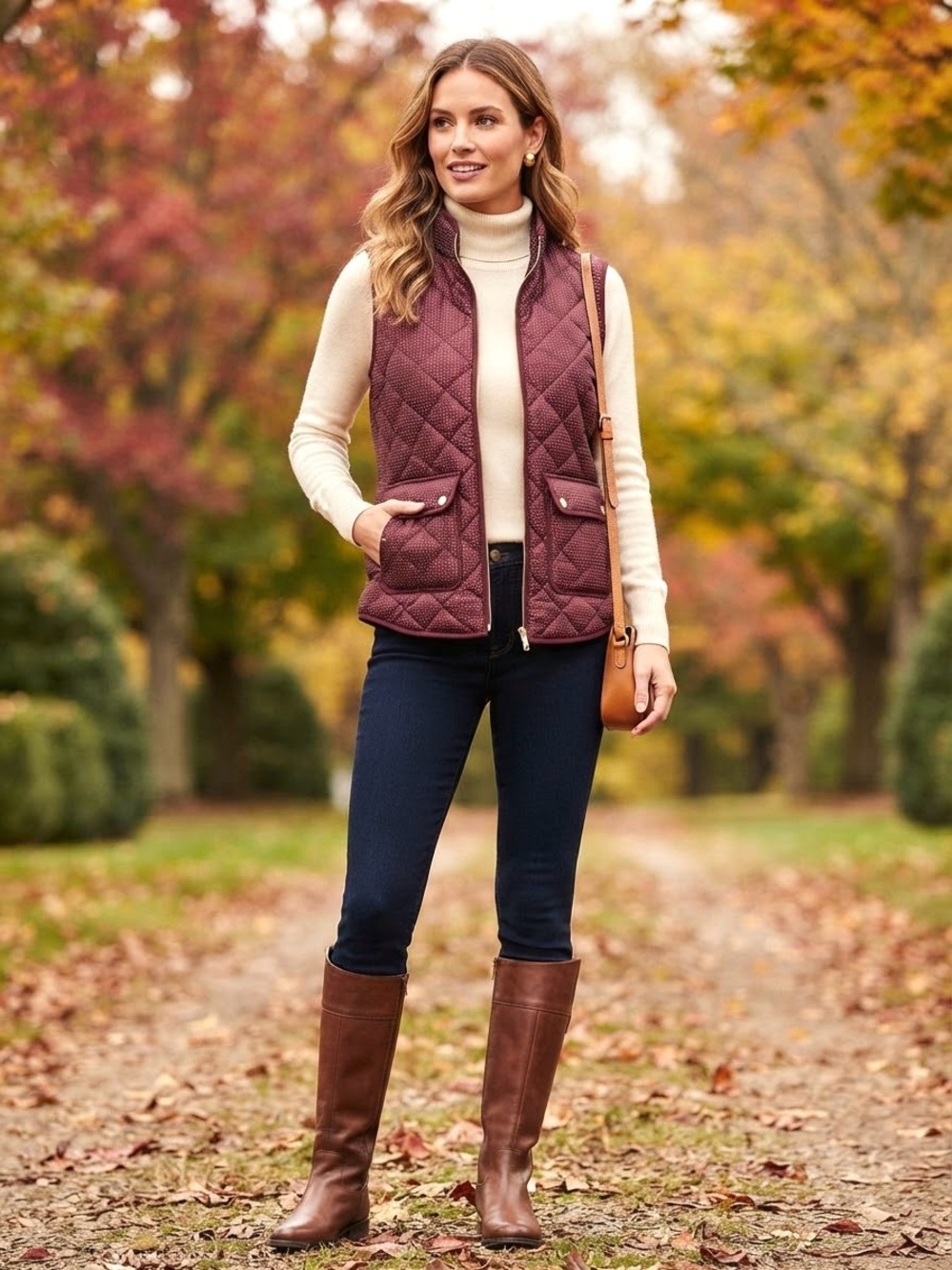 Catherine Malandrino Quilted Polka Dot Vest in Burgundy Medium Like New